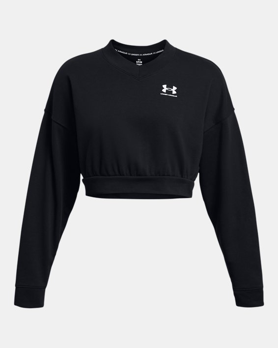 Women's UA Rival Terry Oversized Crop Crew in Black image number 2